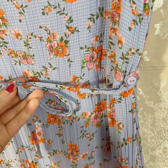 y2k Vintage April Cornell Purple Lilac and Orange Floral Maxi Dress Size S - Picture 8 of 9